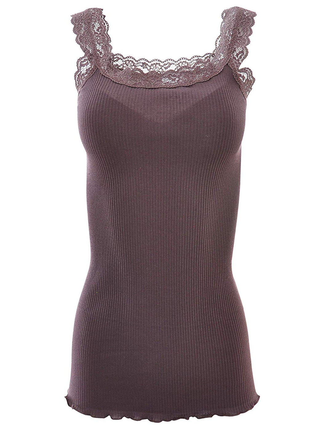 BASIC COTTON Free Spirit Premium Quality 100% Cotton Women's Lace Trim Tank Top Made in Italy (602)