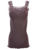 BASIC COTTON Free Spirit Premium Quality 100% Cotton Women's Lace Trim Tank Top Made in Italy (602)
