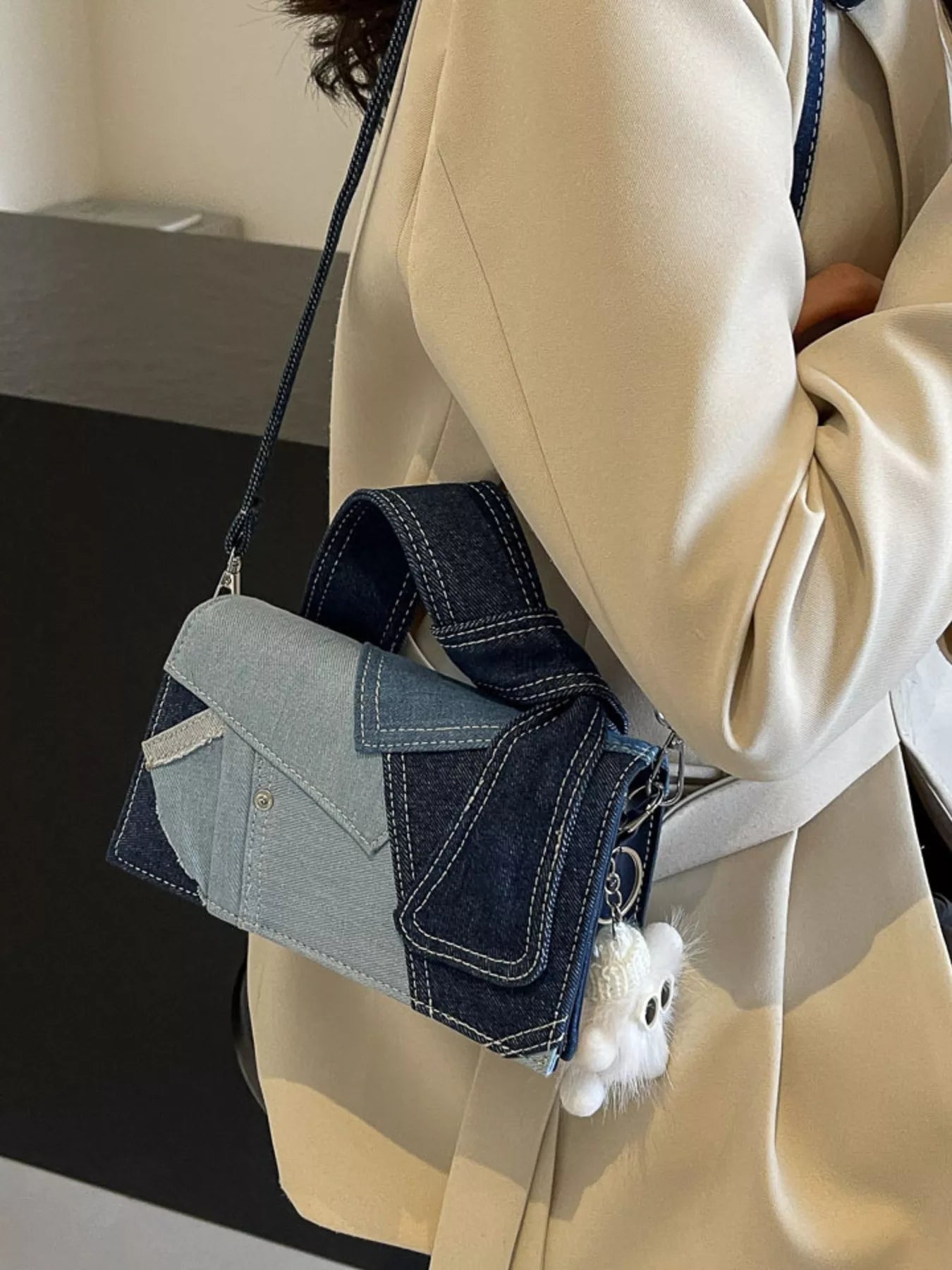 Denim Patchwork Crossbody Bag