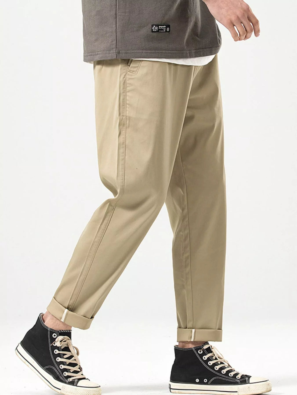 Men's Casual Straight-Leg Cropped Pants