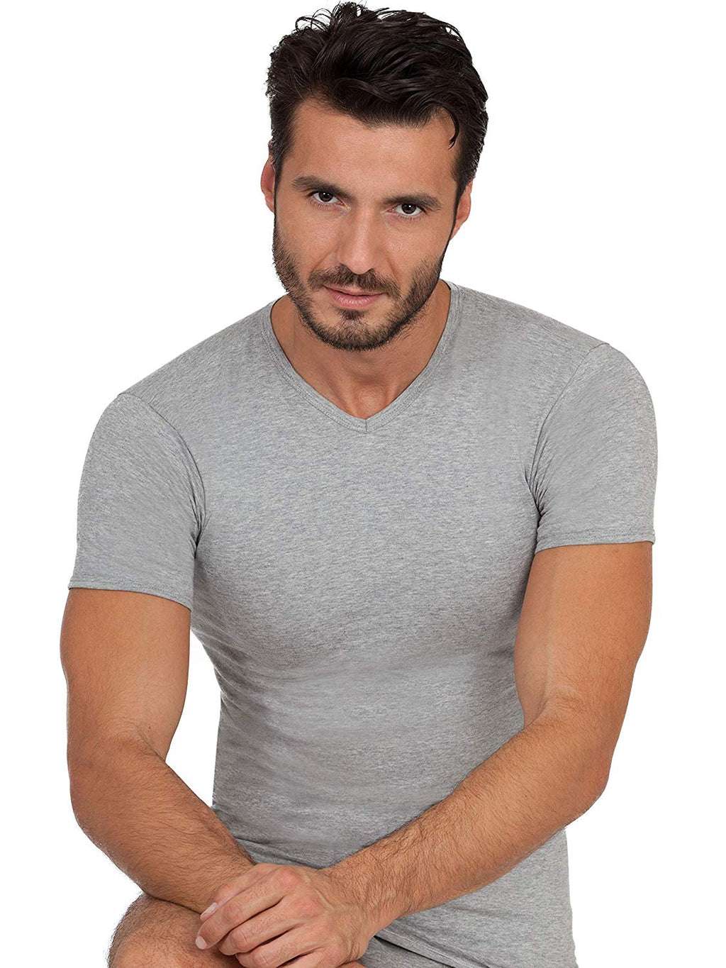 BASIC COTTON Free Spirit Premium Quality Cotton Men's V - Neck T-Shirt Proudly Made in Italy (985)