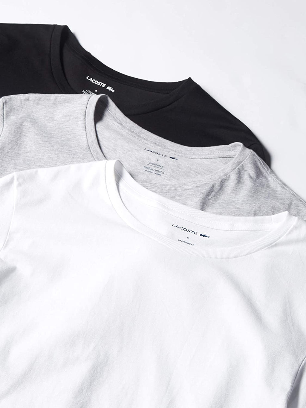 Lacoste Men's Essentials 3 Pack 100% Cotton Regular Fit Crew Neck T-Shirts