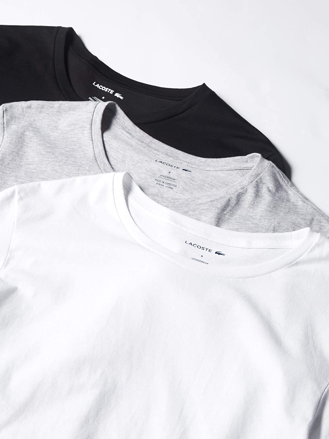 Lacoste Men's Essentials 3 Pack 100% Cotton Regular Fit Crew Neck T-Shirts