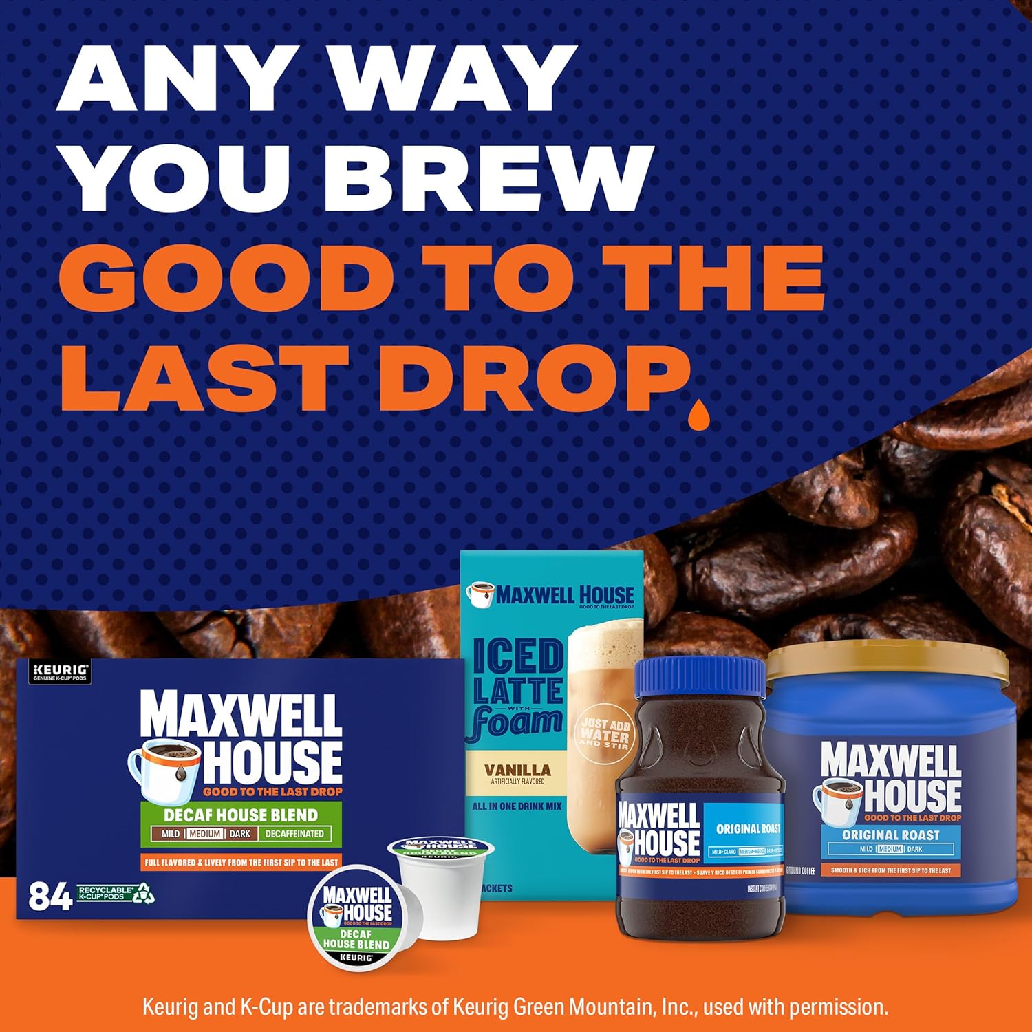Maxwell House Decaf House Blend Medium Roast K-Cup Coffee Pods, 84 ct Box