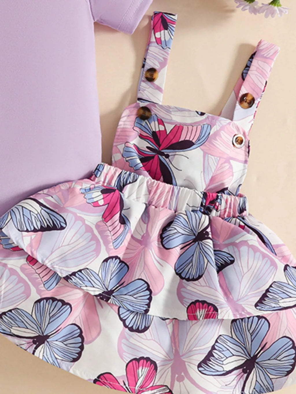 Children's Ruffled Bodysuit and Dress Set with Headband