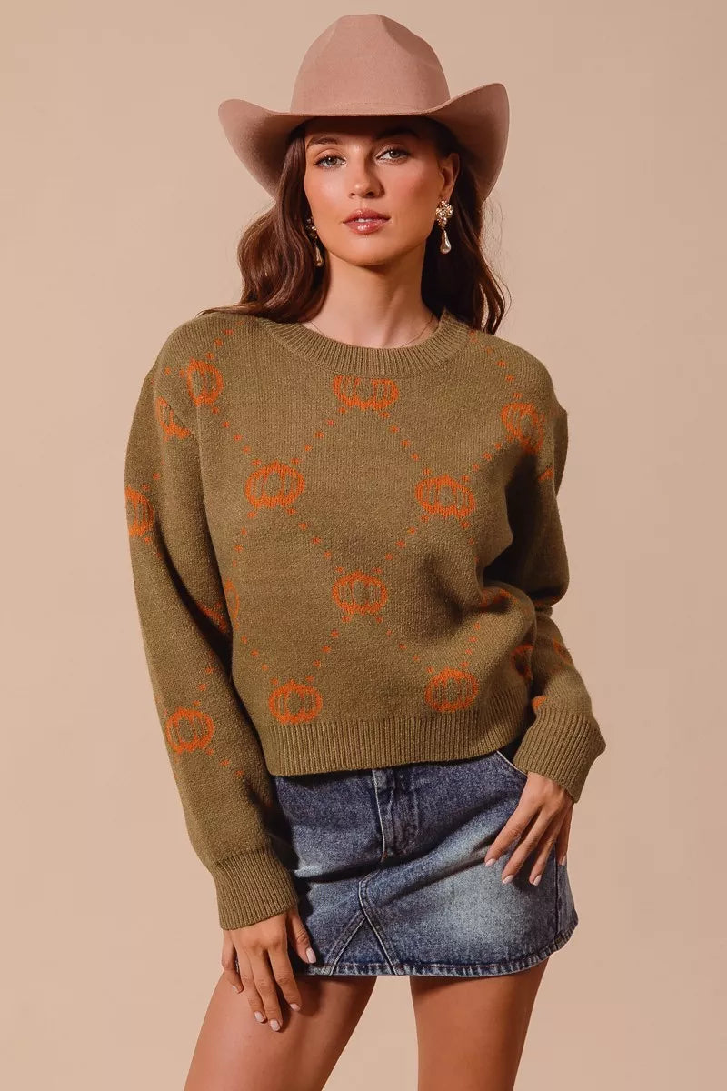 SO ME Pumpkin Rhombus Halloween Thanksgiving Sweater