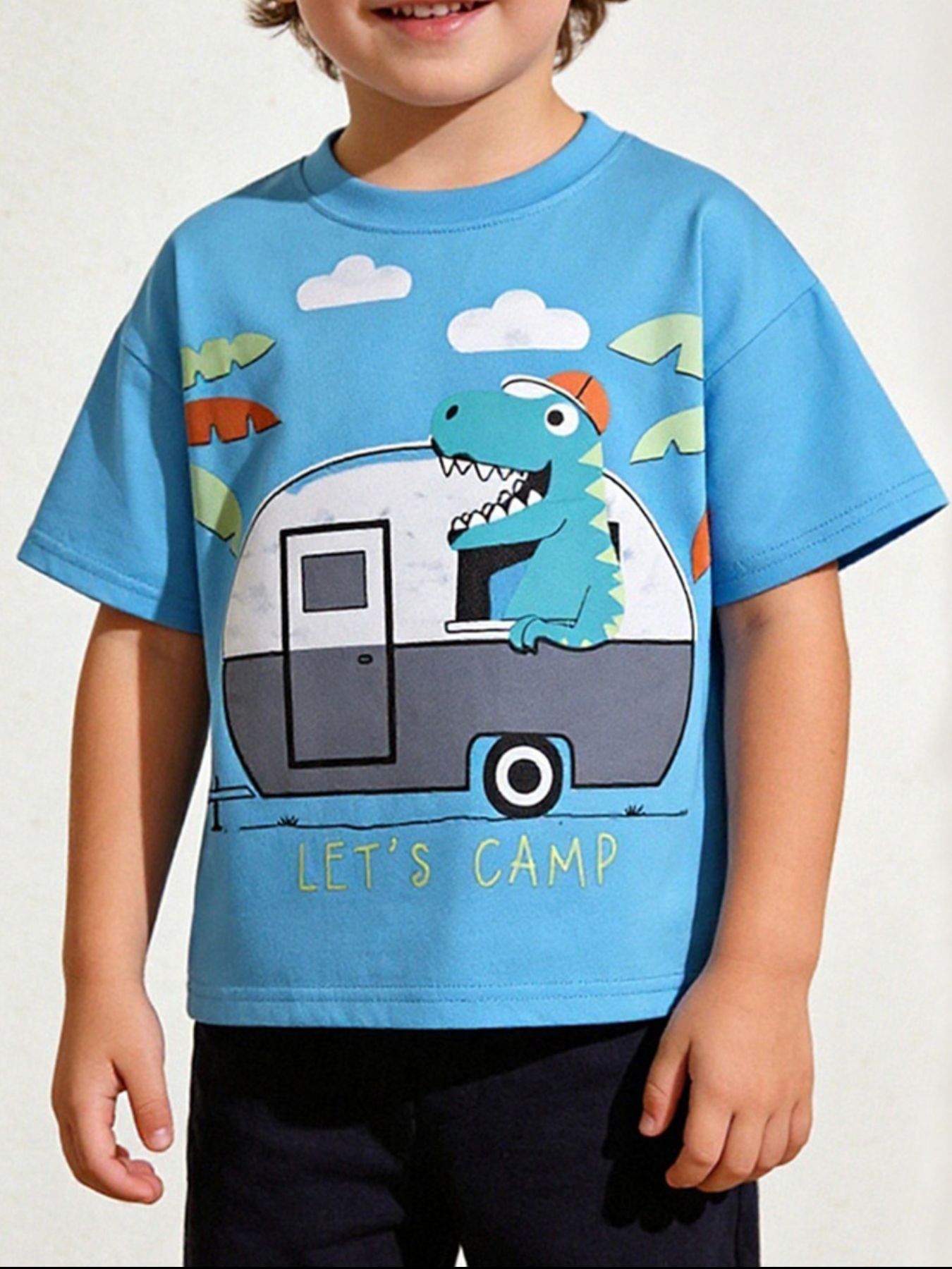 Children's Dinosaur Round Neck Short Sleeve T-Shirt