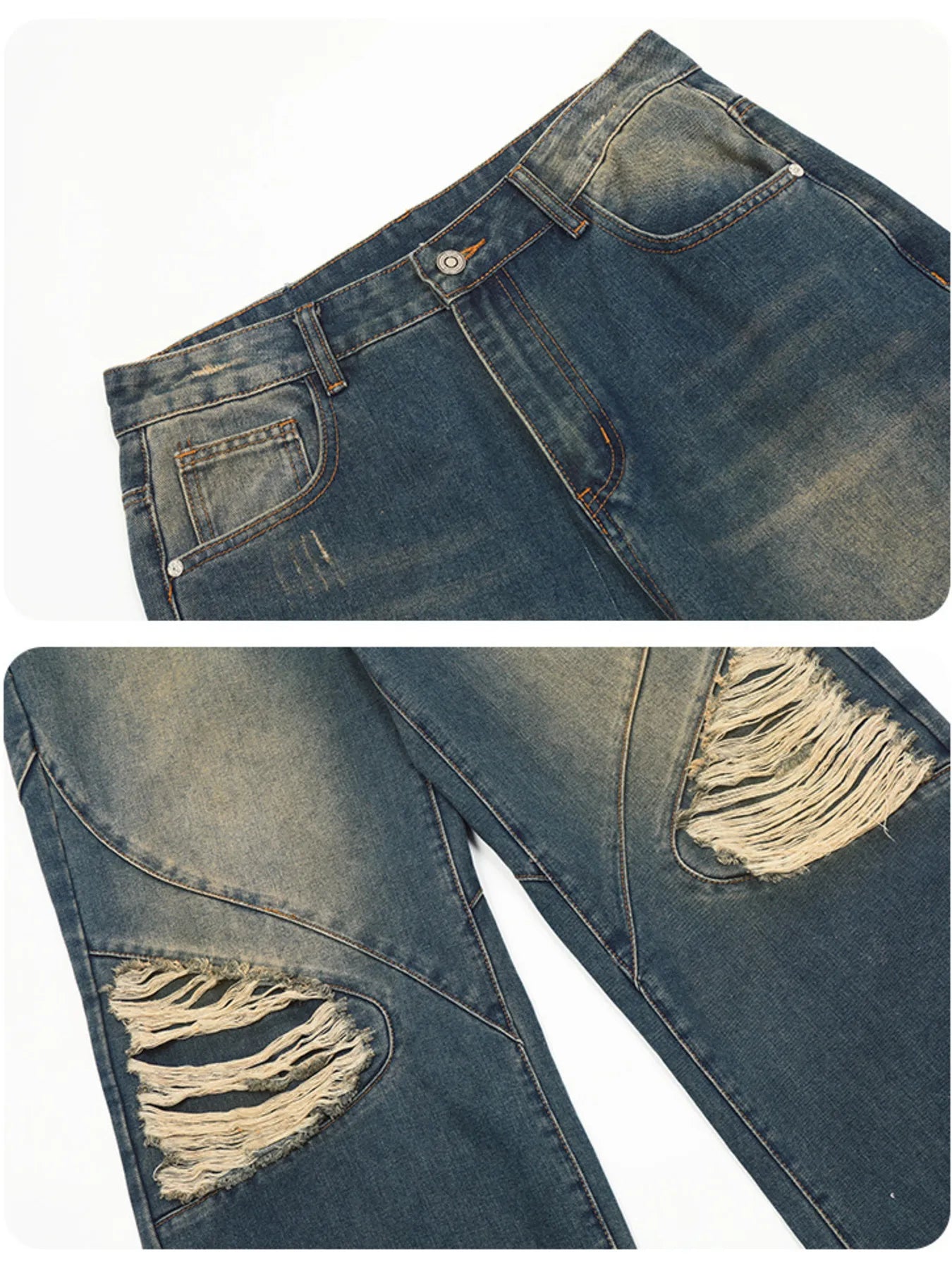 Men's Distressed Wide Leg Jeans