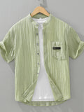 Men's Plus Size Casual Textured Button Up Shirt