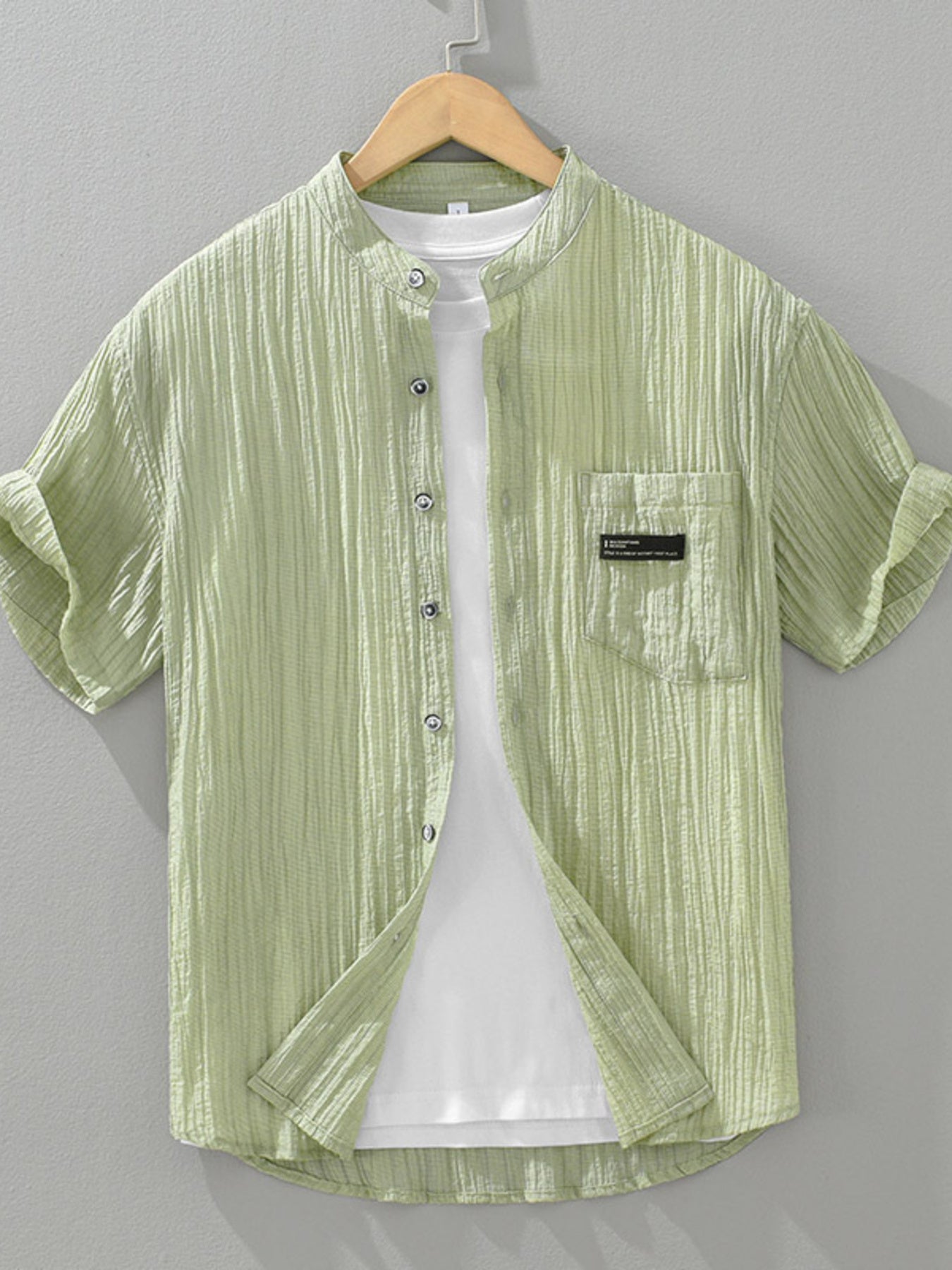 Men's Plus Size Casual Textured Button Up Shirt