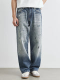 Men's Distressed Paint Splatter Relaxed Fit Jeans