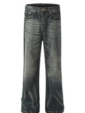 Men's Seam Detail Cat's Whisker Washed Straight Jeans
