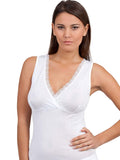 EGi Luxury 100% Filo di Scozia Cotton Women's Tank with Macramé Lace S - XXXL Made in Italy (5480)