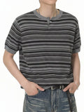 Men's Striped Knit Henley T-Shirt