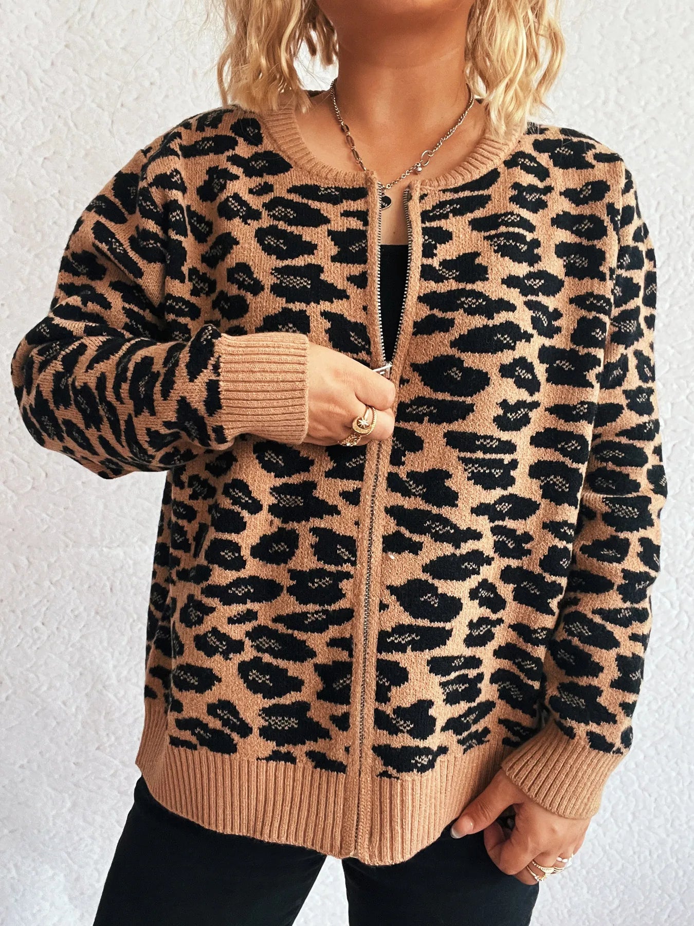 Zip Up Long Sleeve Cardigan