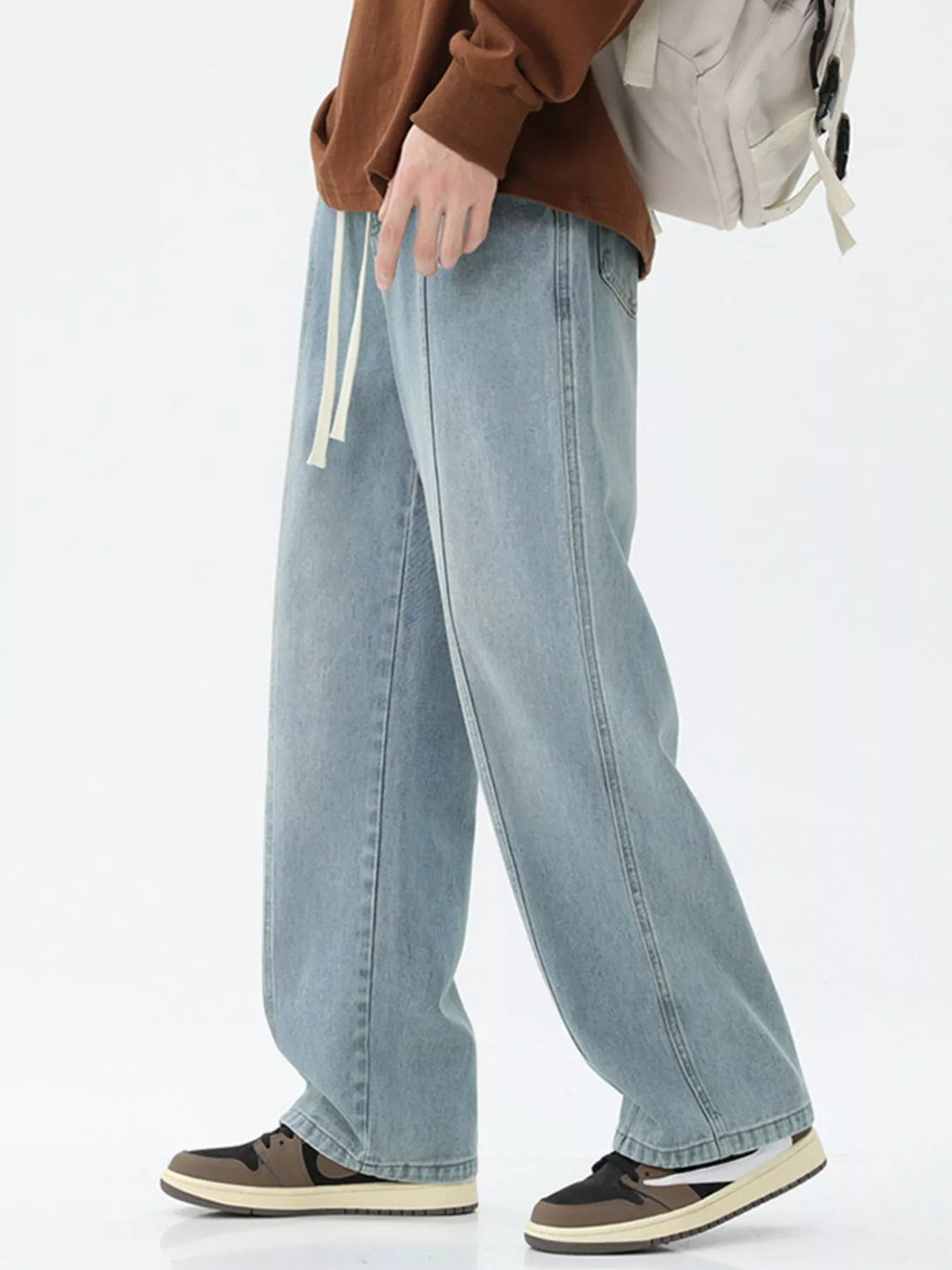 Men's Full Size Drawstring Wide Leg Jeans Plus Size