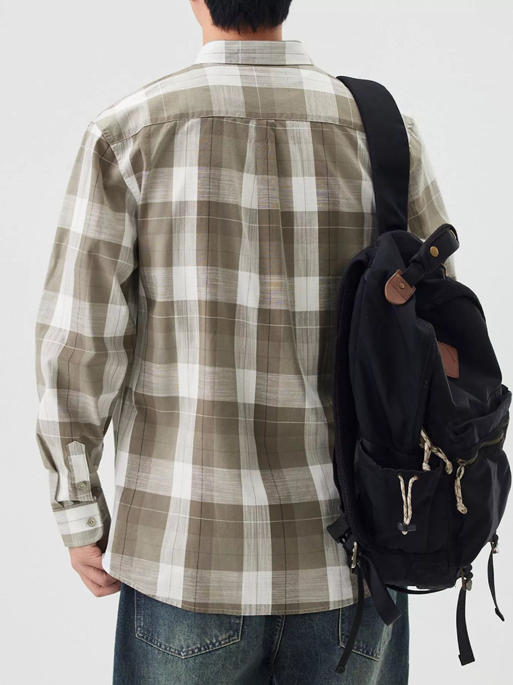 Men's Full Size Casual Plaid Long Sleeve Shirt Plus Size