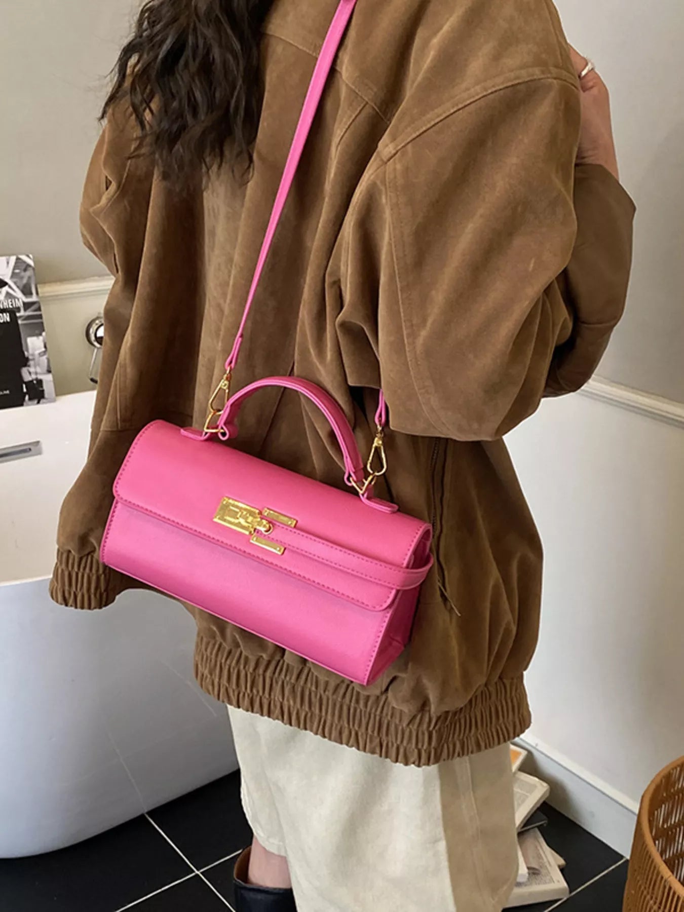 Golden Clasp Crossbody Bag