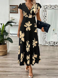 Surplice Cap Sleeve Midi Dress