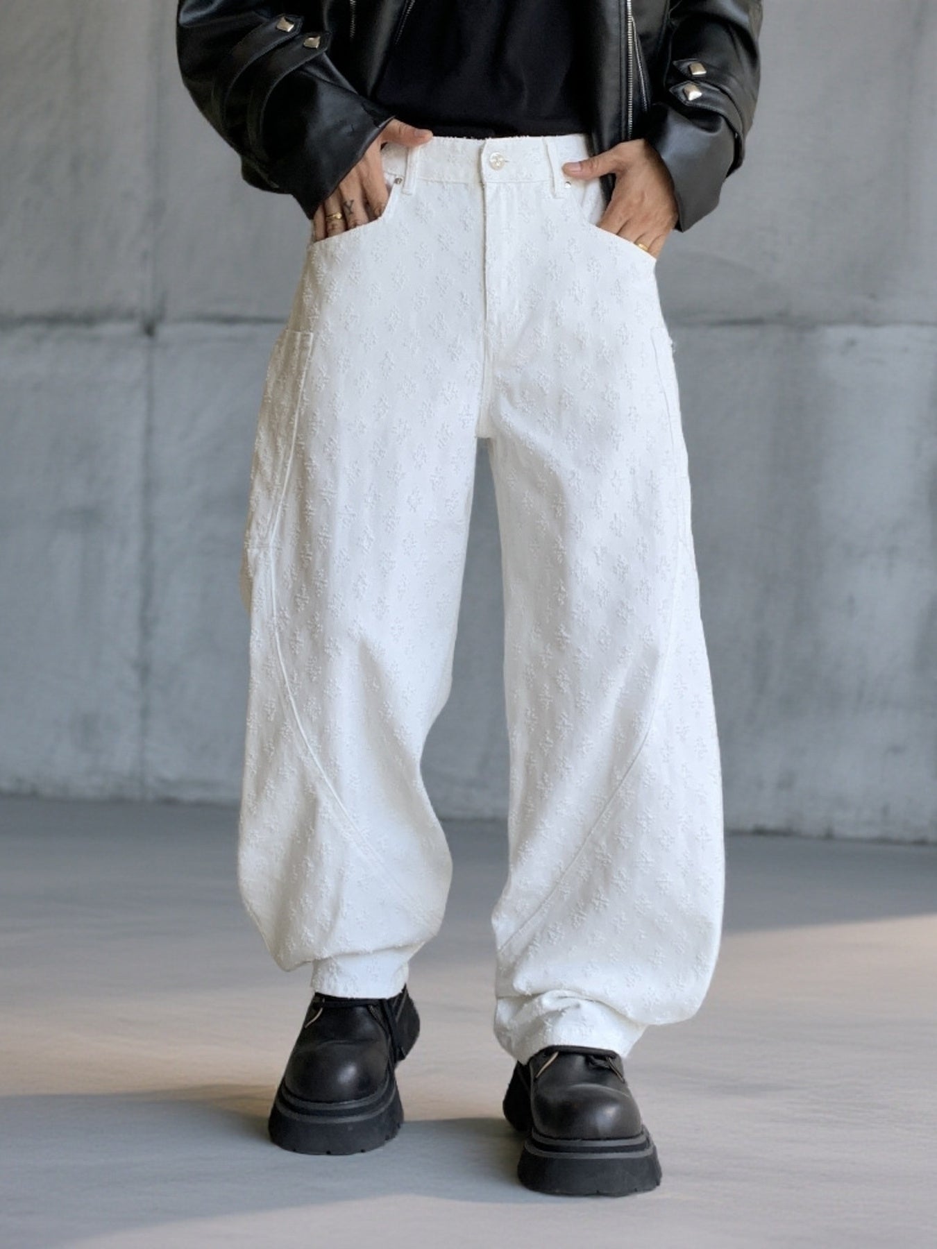 Men's Full Size Textured Wide Leg Pants Plus Size