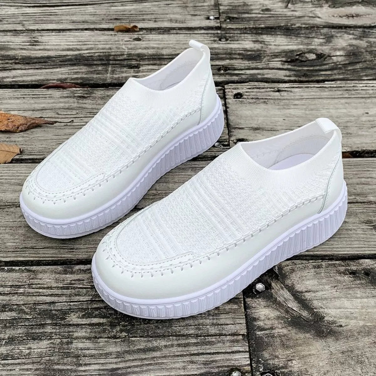 Round Toe Platform Slip-Ons