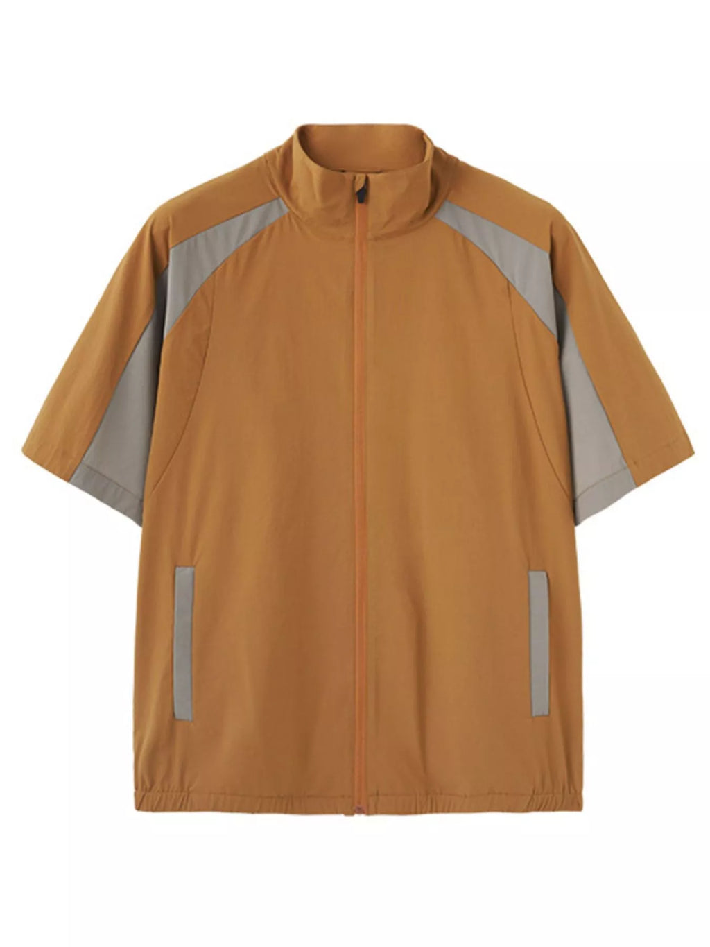 Men's Color Block Zip Up Short Sleeve Jacket