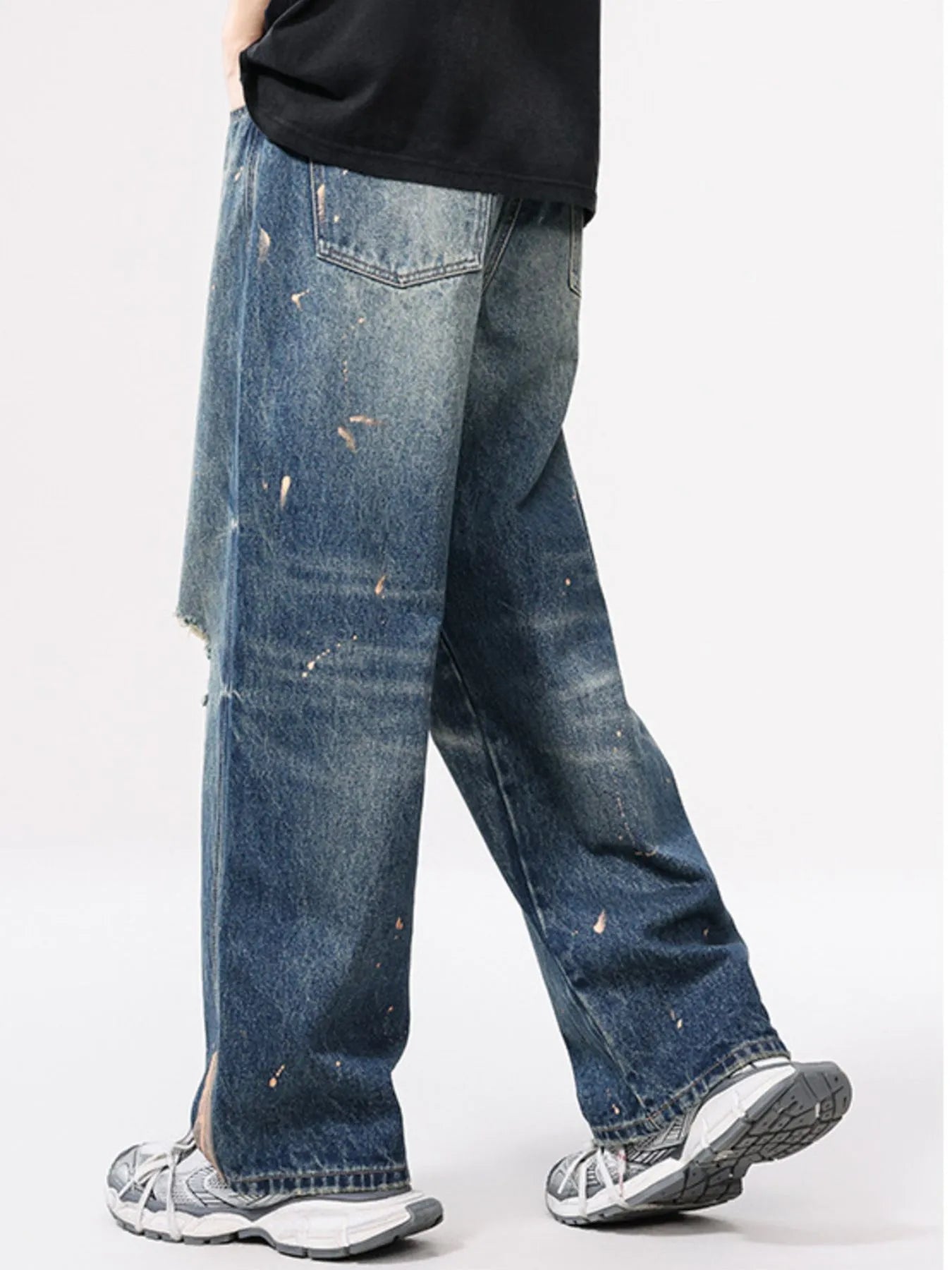 Men's Full Size Distressed Wide Leg Vintage Jeans Plus Size