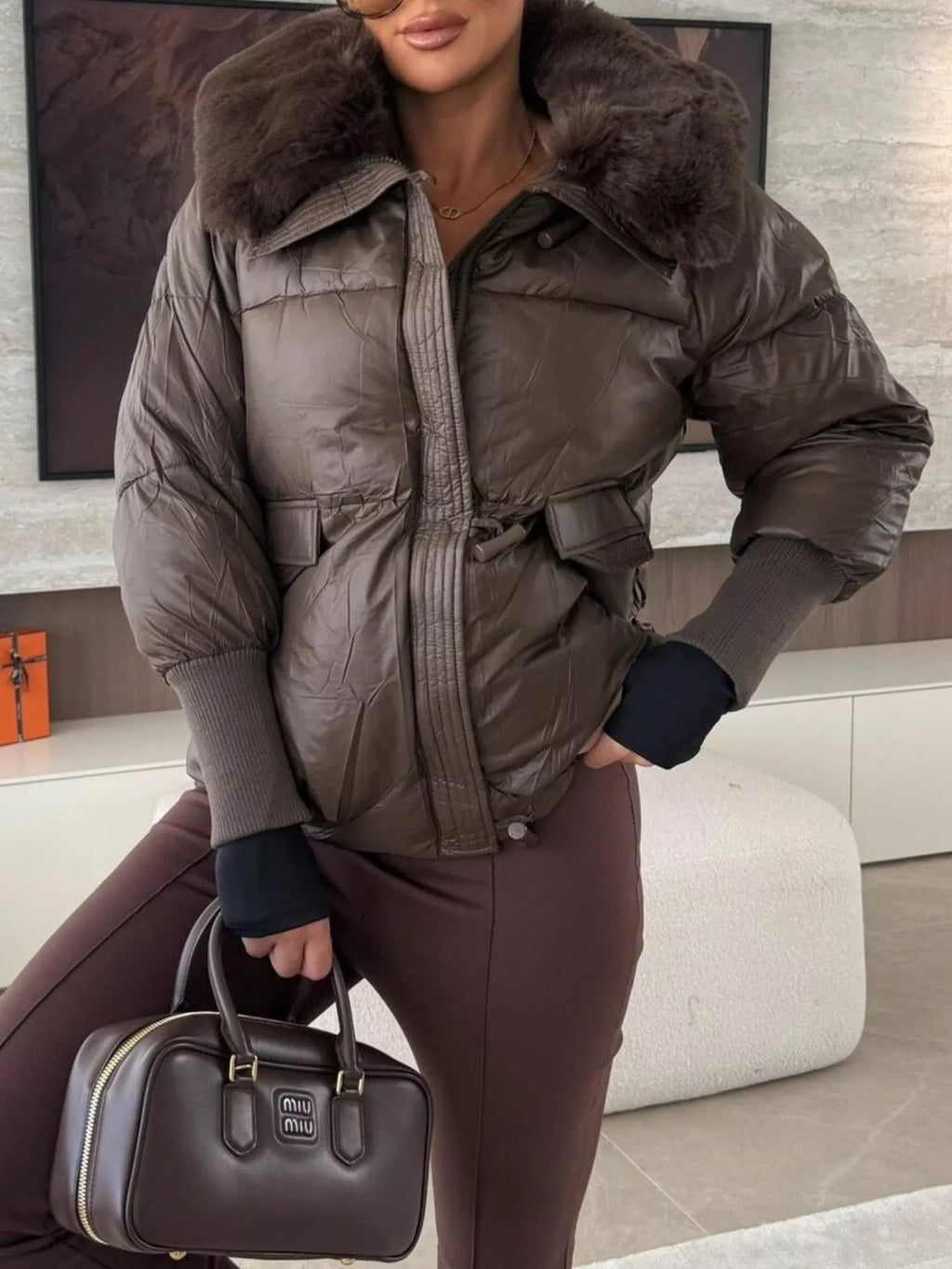 Fur Collar Padded Puffer Jacket
