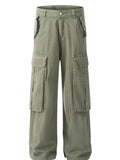 Men's Wide Leg Cargo Jeans with Multi Pockets