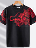 Men's Plus Size Dragon Round Neck Short Sleeve T-Shirt