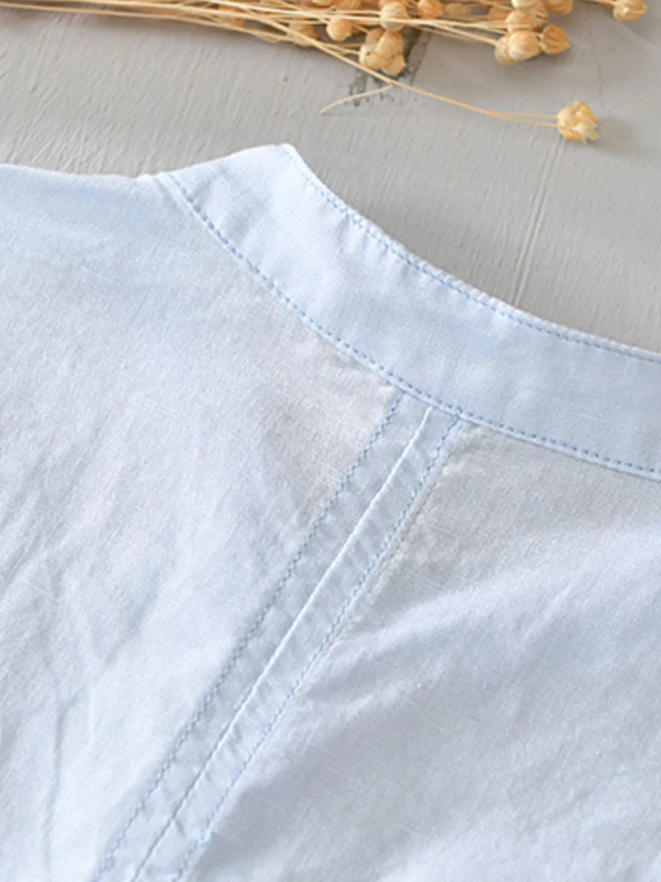Men's Full Size Casual Button Detail Short Sleeve Blouse Plus Size