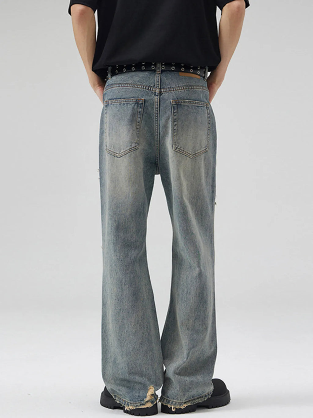 Men's Full Size Distressed Wide Leg Jeans Plus Size