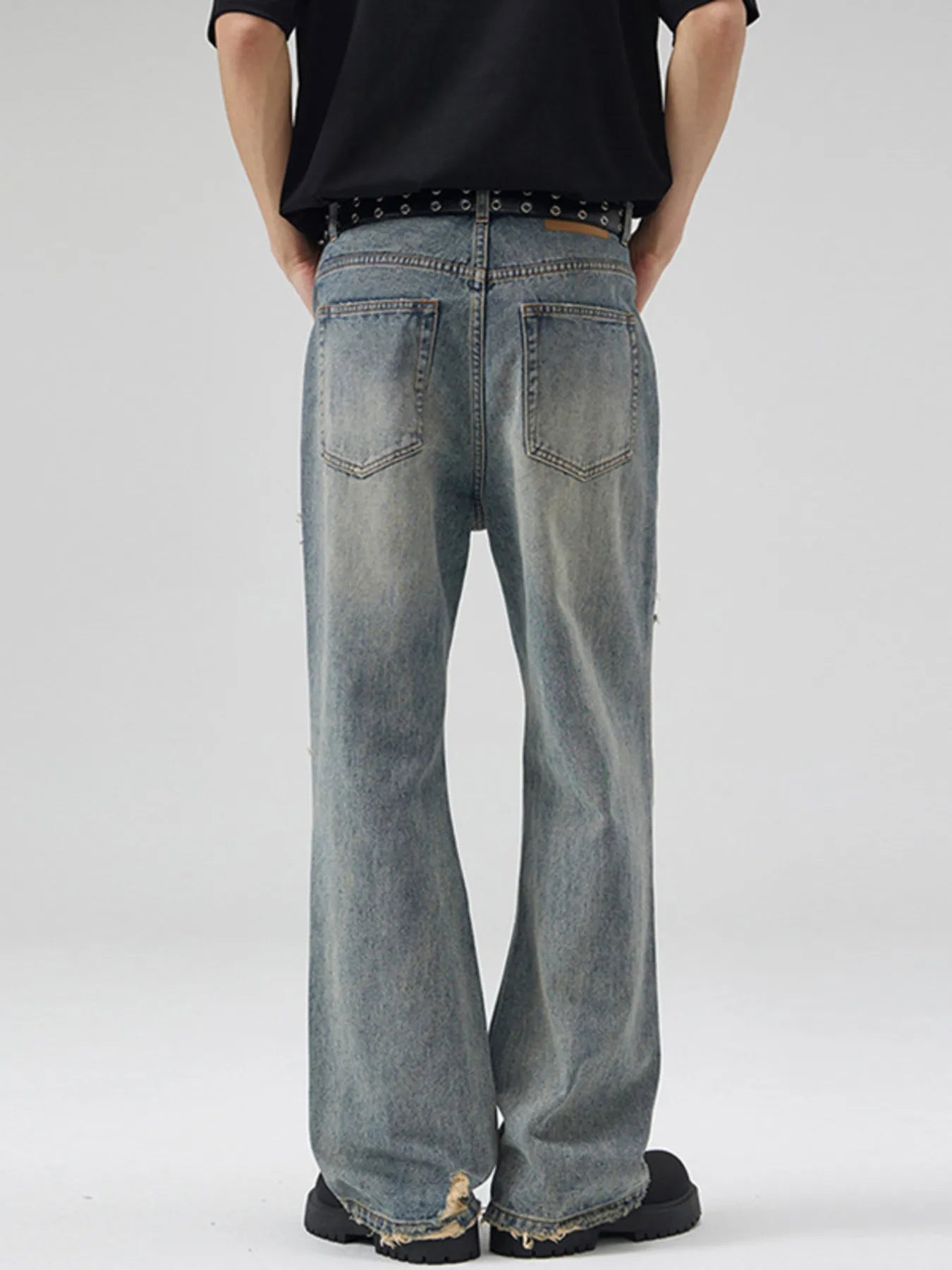 Men's Full Size Distressed Wide Leg Jeans Plus Size