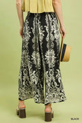 Umgee Border Print Wide Leg Pants