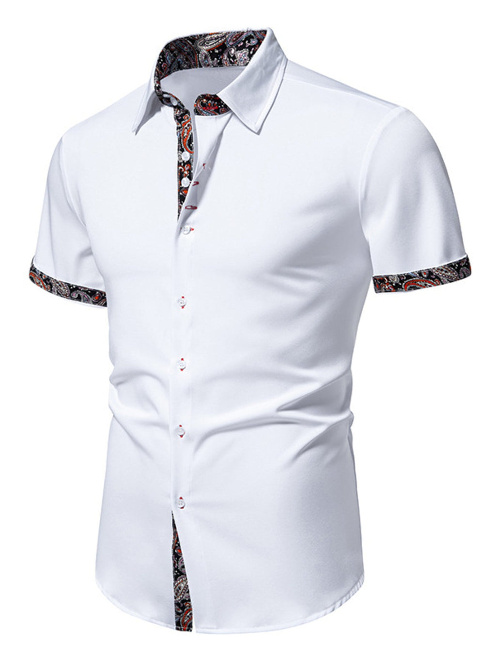 Men's Paisley Trim Short Sleeve Shirt