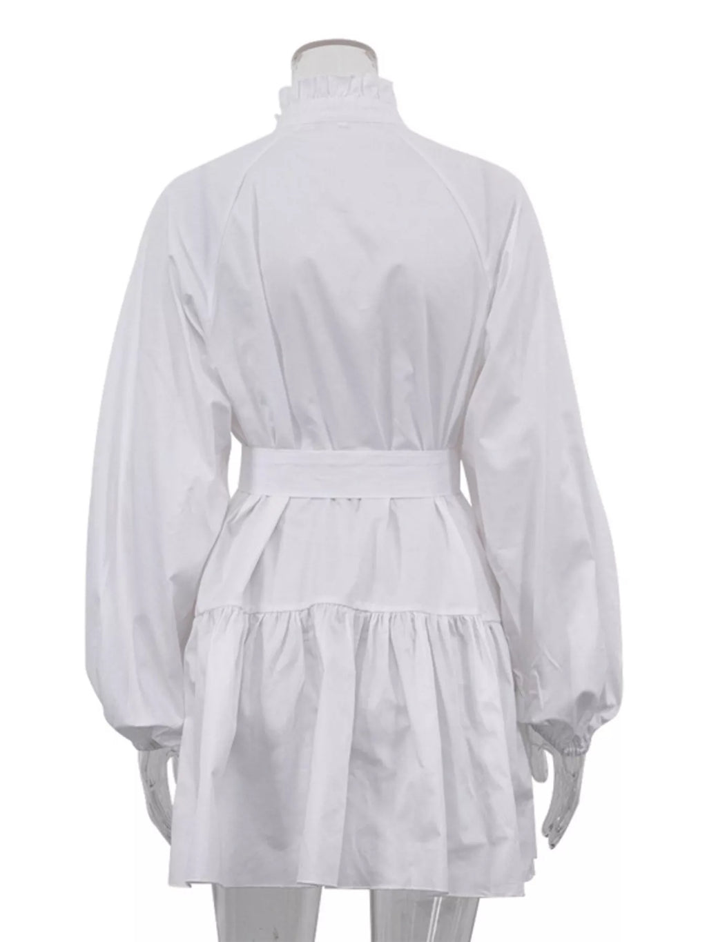 Button-Up Balloon Sleeve Mini Dress