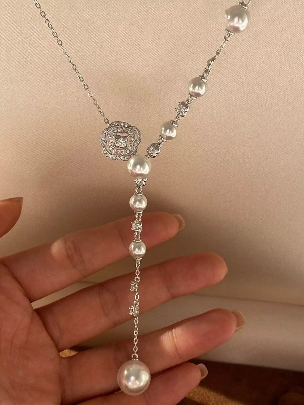 Pearl Flower Y-Necklace
