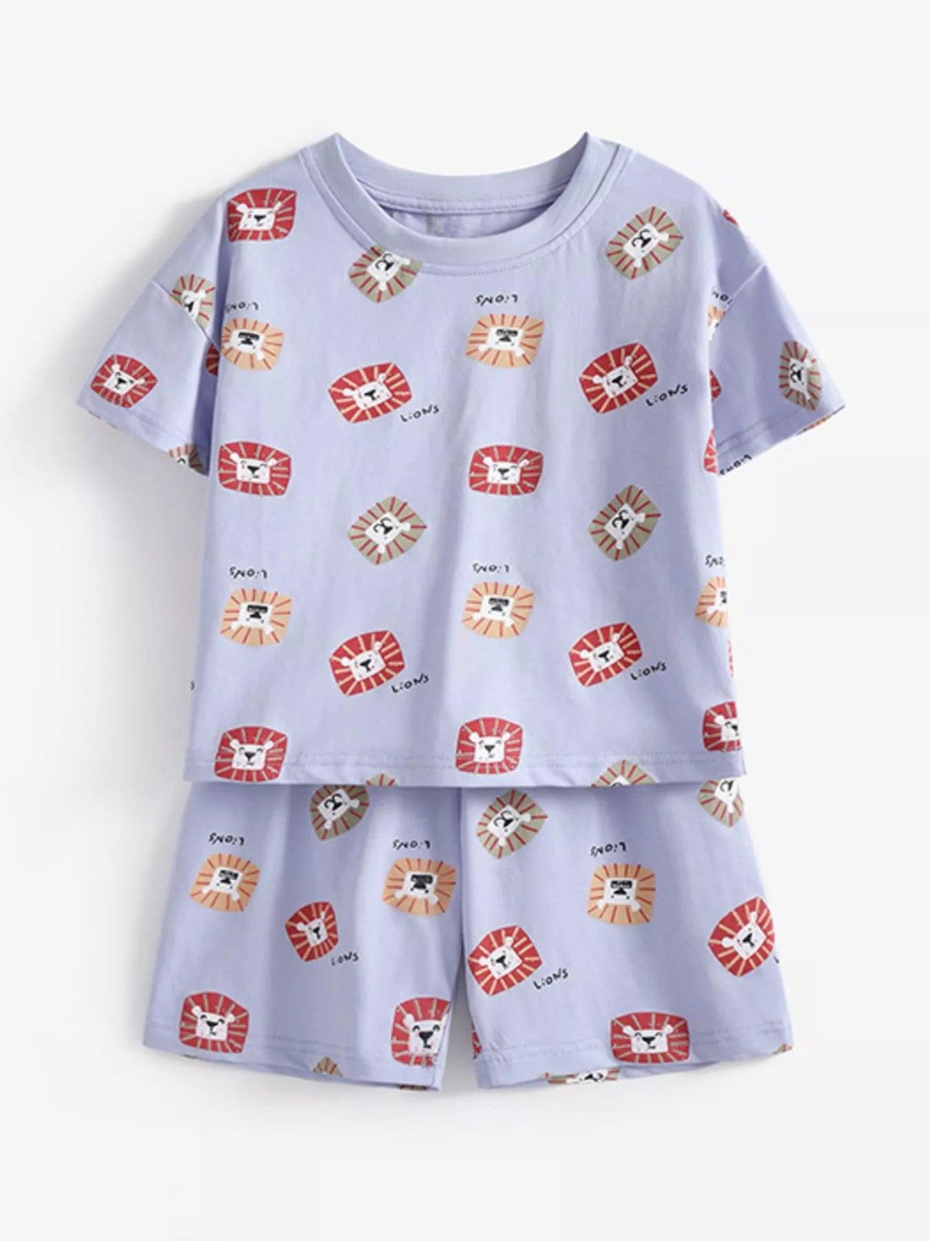 Children's Lion Print Short Sleeve Tee and Shorts Set