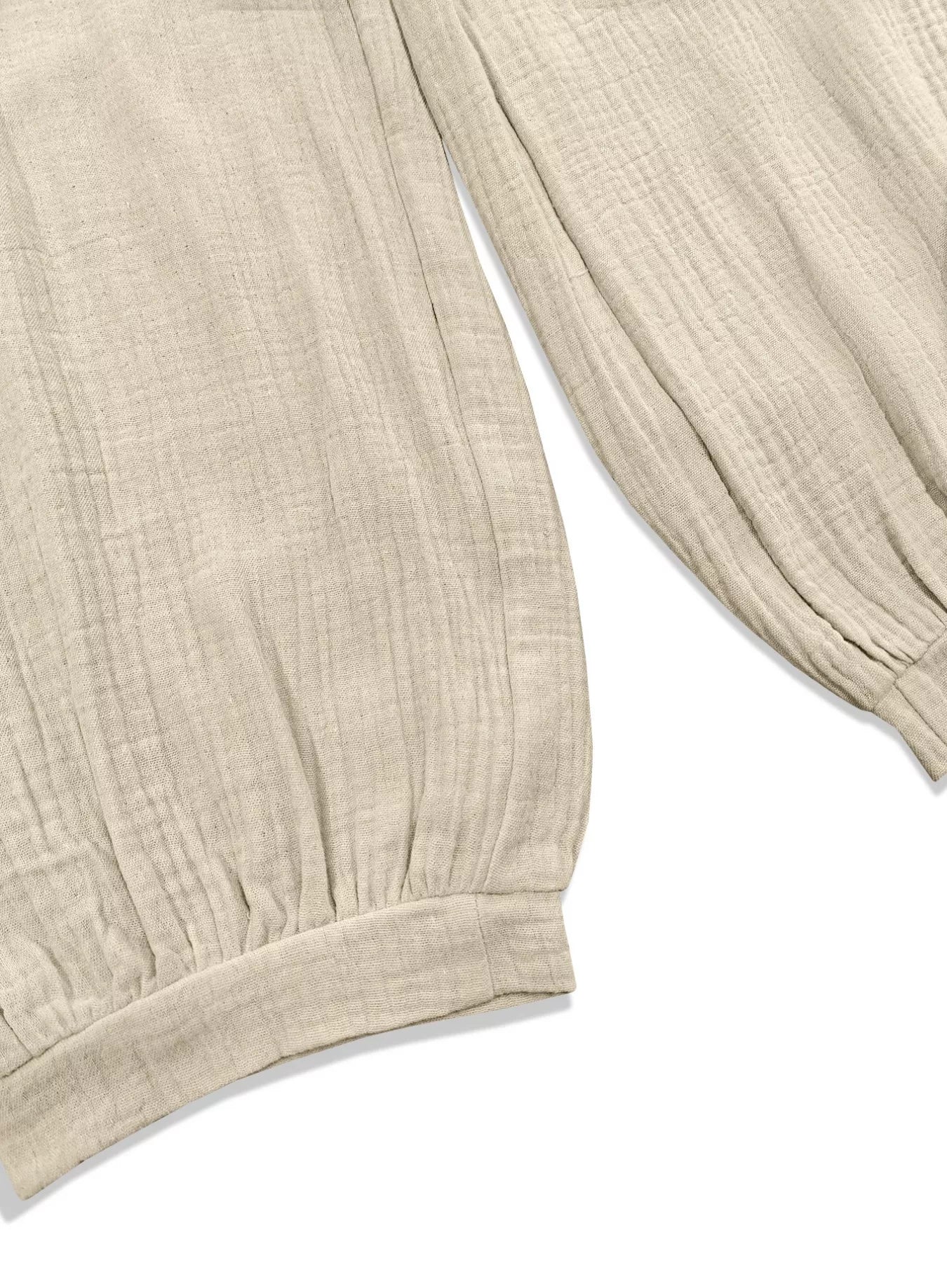 Smocked Textured Casual Pants