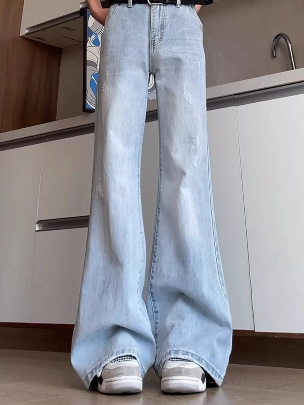 Men's Full Size Washed Flare Jeans Plus Size