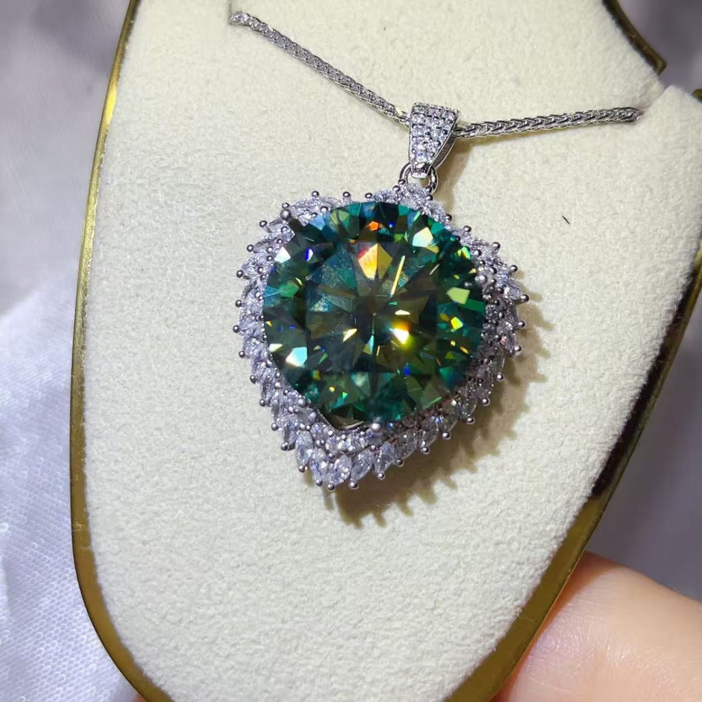 20 Carat Moissanite 925 Sterling Silver Pendant Necklace