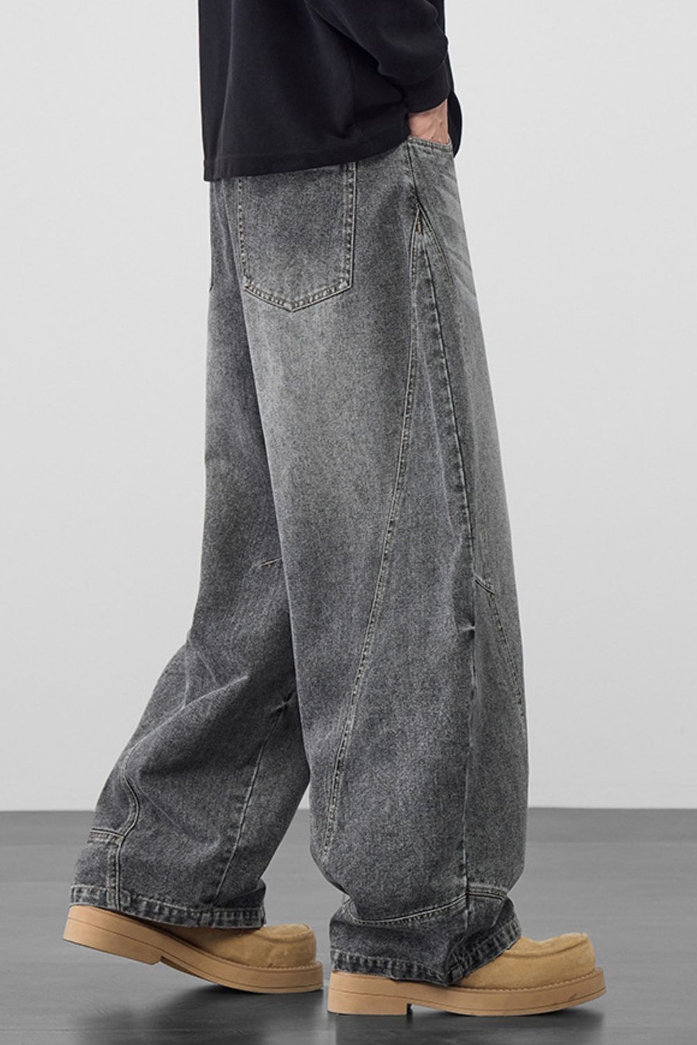 Men's Plus Size Vintage Washed Wide Leg Jeans