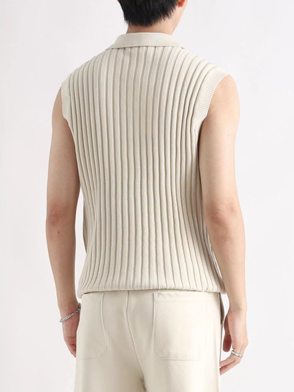 Men's Plus Size Ribbed Knit Zip-Up Tank