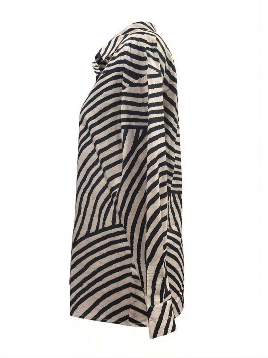 Striped Print Long Sleeve Button-Down Shirt