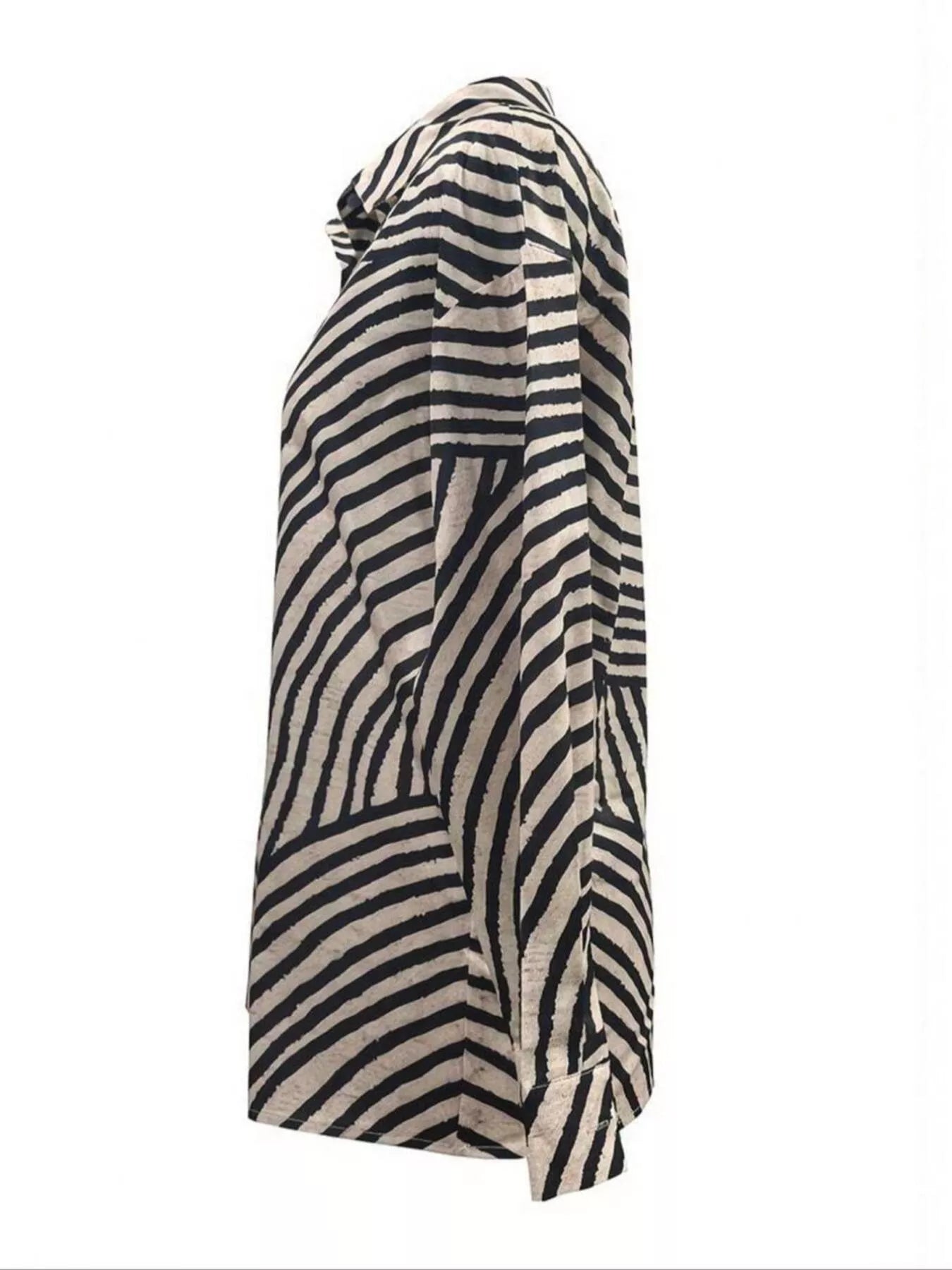 Striped Print Long Sleeve Button-Down Shirt