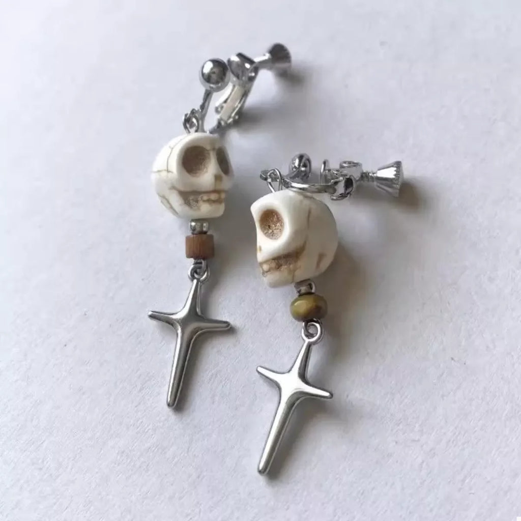 Skull Cross Drop Earrings
