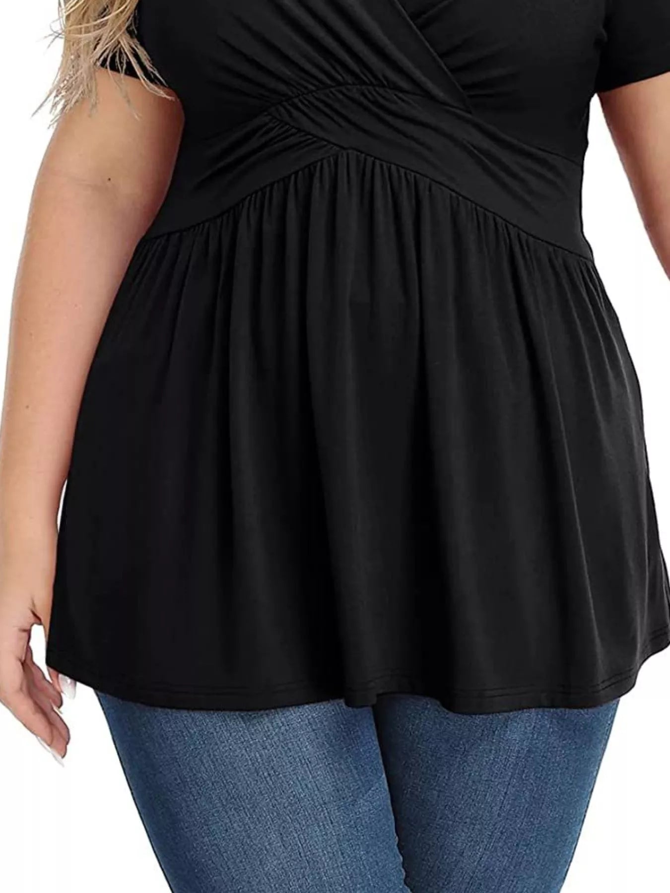 Plus Size Surplice Short Sleeve T-Shirt