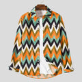 Men's Plus Size Geometric Chevron Pattern Long Sleeve Casual Shirt