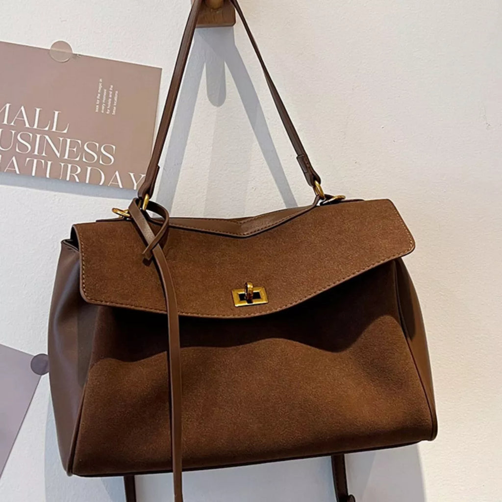 Solid Color Flap Crossbody Bag