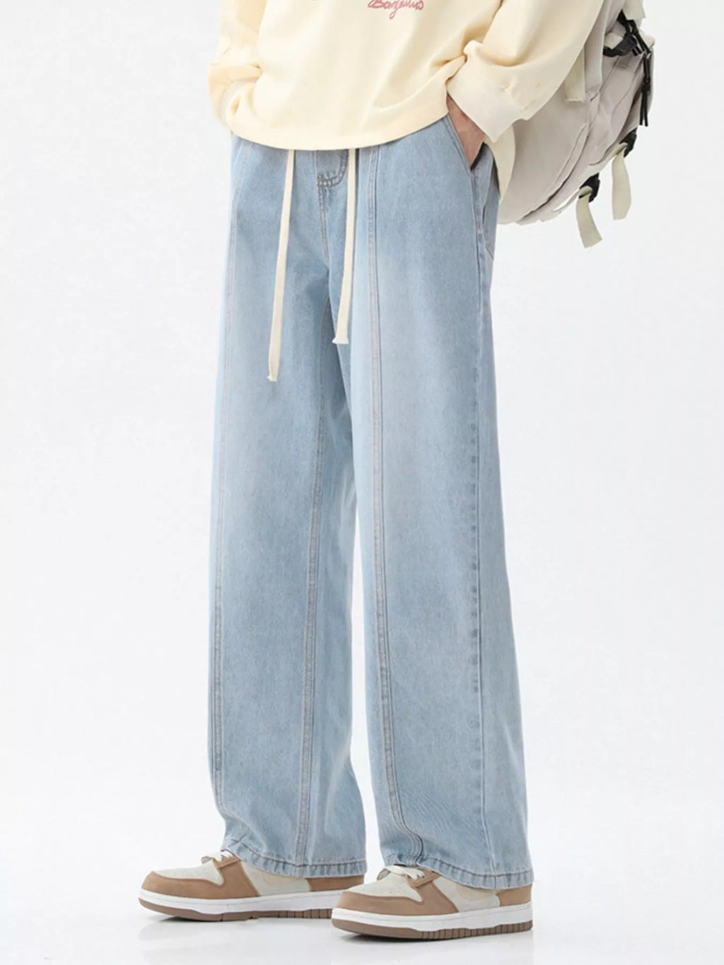 Men's Full Size Wash Wide Leg Jeans Plus Size